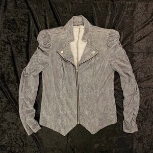 Ruched Shoulder Pads Vintage Faux Snake Skin full zip John Paul Richard Small